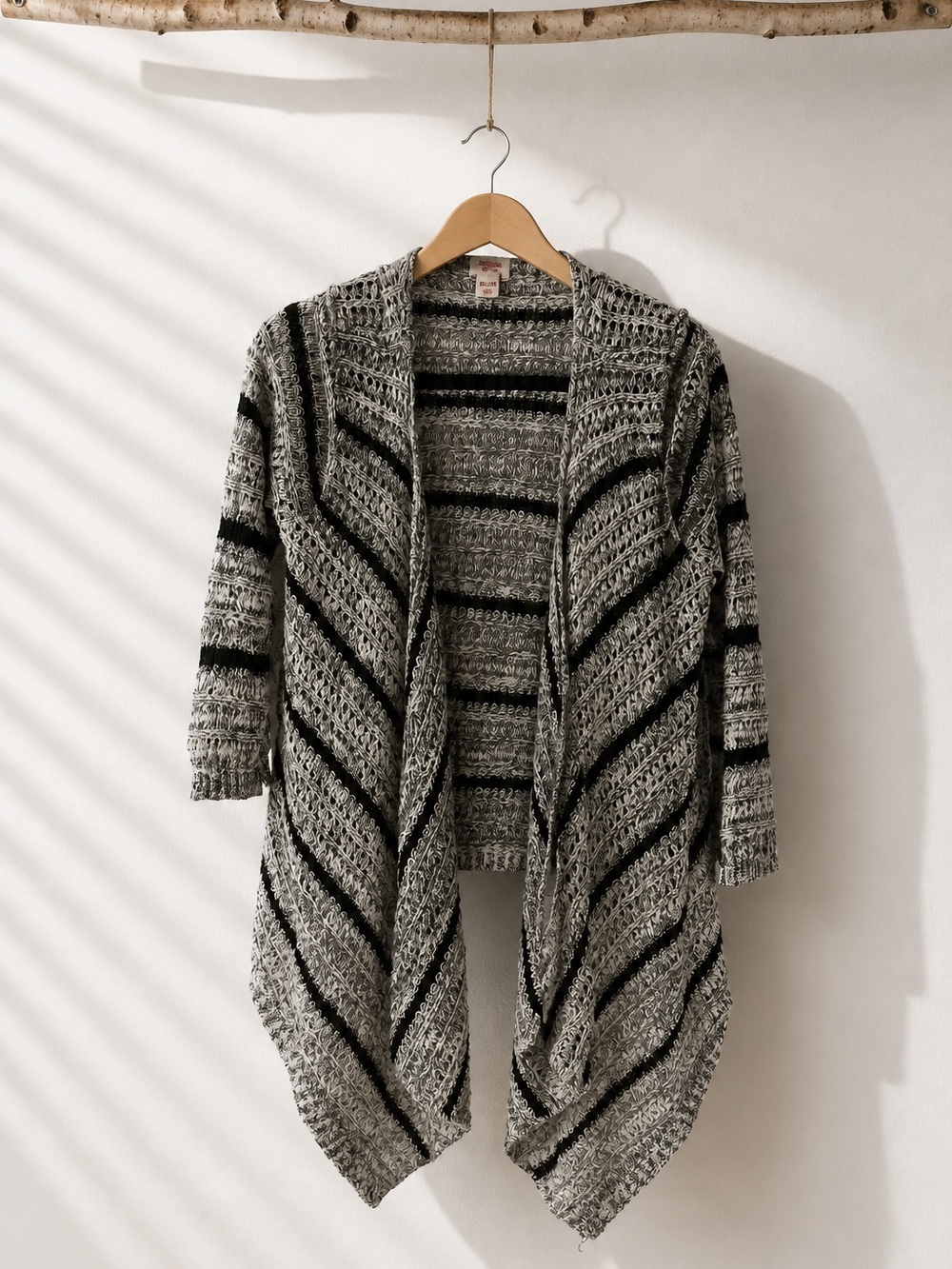 Mossimo Supply Co. Black and Gray Striped Open-Front Cardigan